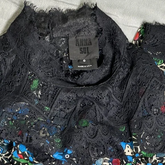 Anna Sui Black Floral Lace Top - Picture 4 of 7